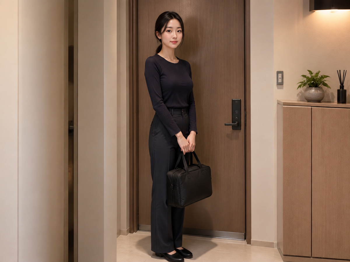 안양 인덕원 방문 홈케어 일정을 준비하는 젊은 성인 한국 여성 관리사